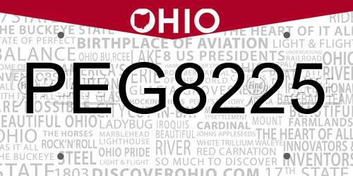 PEG8225 Ohio License Plate
