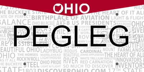 PEGLEG Ohio License Plate