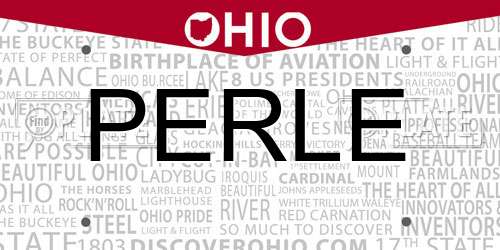 PERLE Ohio License Plate
