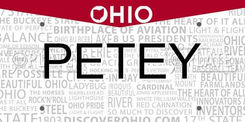 PETEY Ohio License Plate