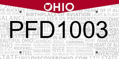 PFD1003 Ohio License Plate