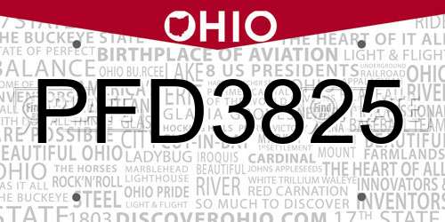 PFD3825 Ohio License Plate