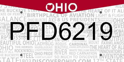 PFD6219 Ohio License Plate