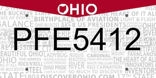 PFE5412 Ohio License Plate