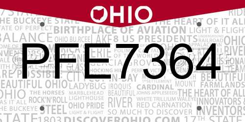 PFE7364 Ohio License Plate