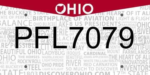 PFL7079 Ohio License Plate