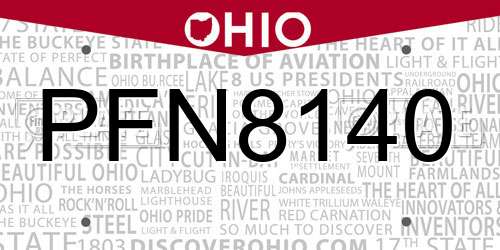 PFN8140 Ohio License Plate