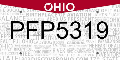 PFP5319 Ohio License Plate