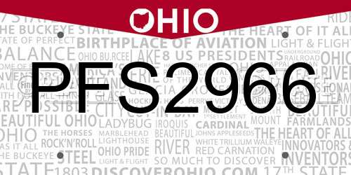 PFS2966 Ohio License Plate