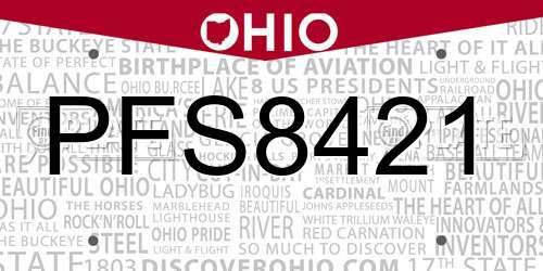 PFS8421 Ohio License Plate