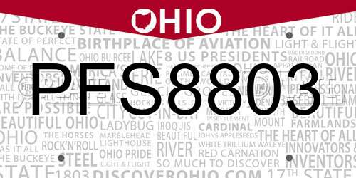 PFS8803 Ohio License Plate