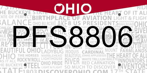 PFS8806 Ohio License Plate