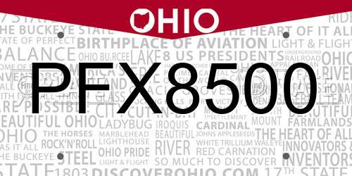 PFX8500 Ohio License Plate