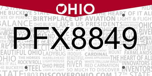 PFX8849 Ohio License Plate