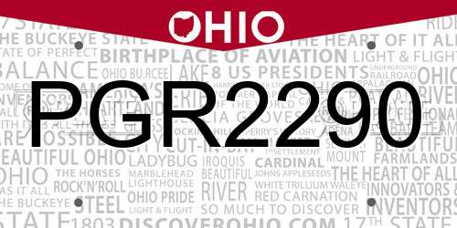 PGR2290 Ohio License Plate