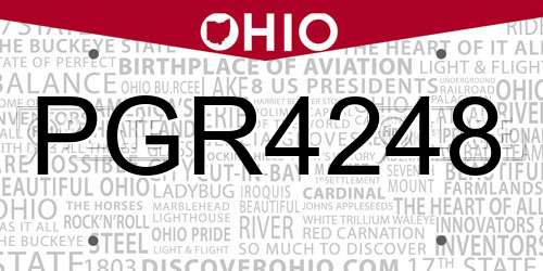 PGR4248 Ohio License Plate