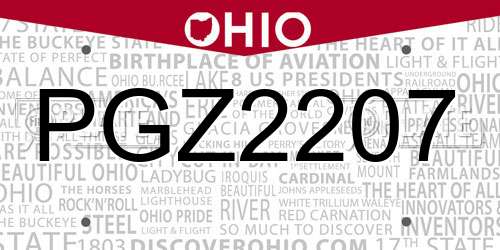 PGZ2207 Ohio License Plate