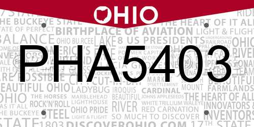 PHA5403 Ohio License Plate