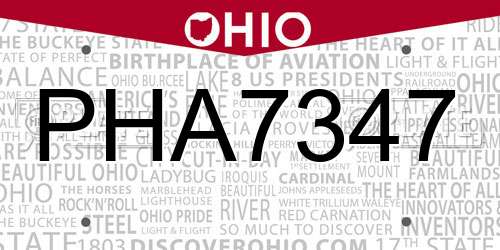 PHA7347 Ohio License Plate