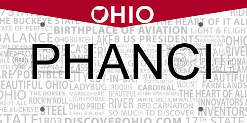 PHANCI Ohio License Plate