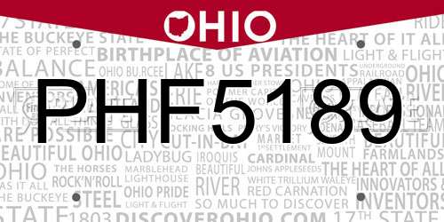 PHF5189 Ohio License Plate