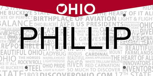PHILLIP Ohio License Plate