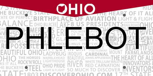 PHLEBOT Ohio License Plate