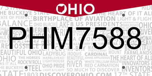 PHM7588 Ohio License Plate