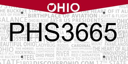PHS3665 Ohio License Plate