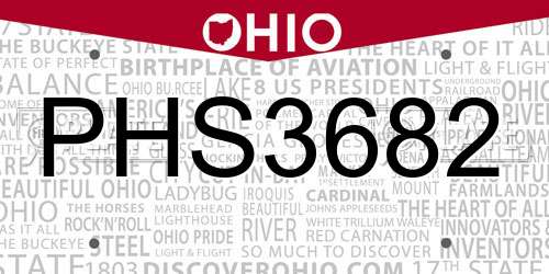 PHS3682 Ohio License Plate