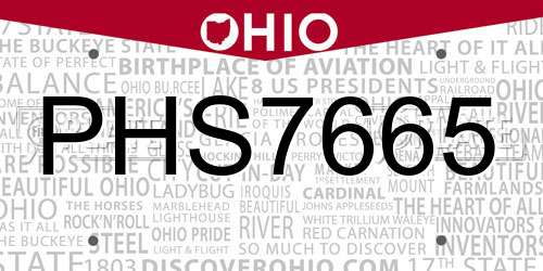 PHS7665 Ohio License Plate