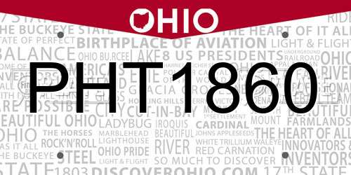 PHT1860 Ohio License Plate