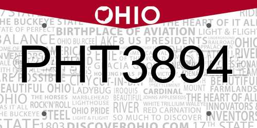PHT3894 Ohio License Plate