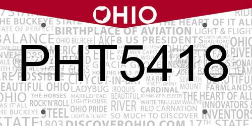 PHT5418 Ohio License Plate