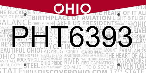 PHT6393 Ohio License Plate
