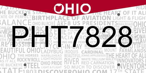 PHT7828 Ohio License Plate