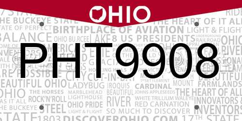 PHT9908 Ohio License Plate