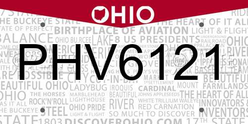 PHV6121 Ohio License Plate