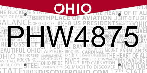 PHW4875 Ohio License Plate