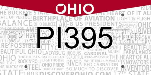 PI395 Ohio License Plate