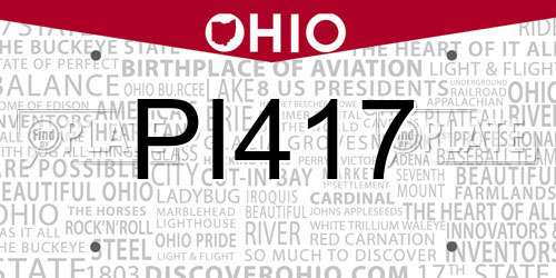 PI417 Ohio License Plate