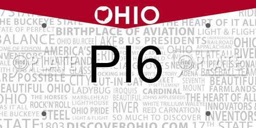 PI6 Ohio License Plate