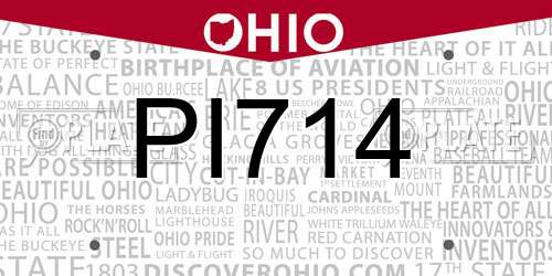 PI714 Ohio License Plate