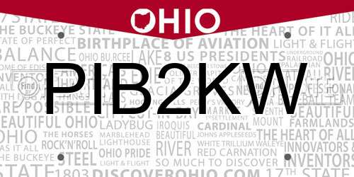 PIB2KW Ohio License Plate