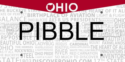 PIBBLE Ohio License Plate