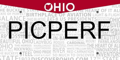 PICPERF Ohio License Plate