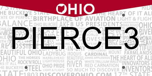 PIERCE3 Ohio License Plate