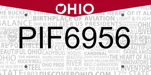 PIF6956 Ohio License Plate