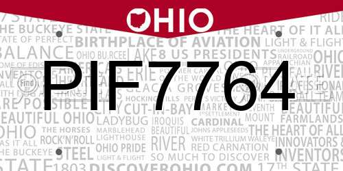 PIF7764 Ohio License Plate