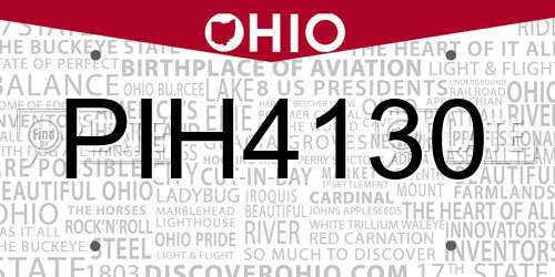 PIH4130 Ohio License Plate
